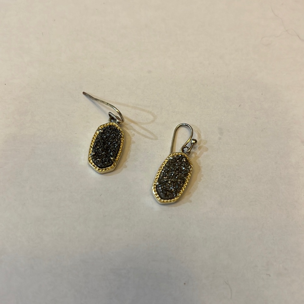 Kendra Scott drop earrings black sparkle with gold trim